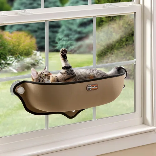 Vista 11 de K&H Pet Products EZ Mount - Cama de percha para ventana de gato, hamaca resistente para ventana de gato con ventosas fuertes, almohadilla de dormir