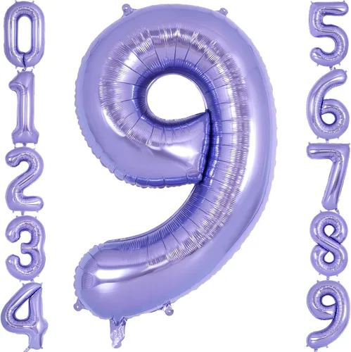 Vista 16 de Globo de número 0 púrpura de 40 pulgadas, globos grandes de papel de aluminio de helio con número, globos gigantes de mylar con número 0