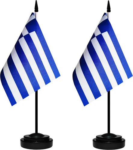 Vista 21 de Juego de banderas de escritorio de Argentina, paquete de 2 banderas argentinas de mesa, mini bandera de escritorio pequeña con poste negro sólido