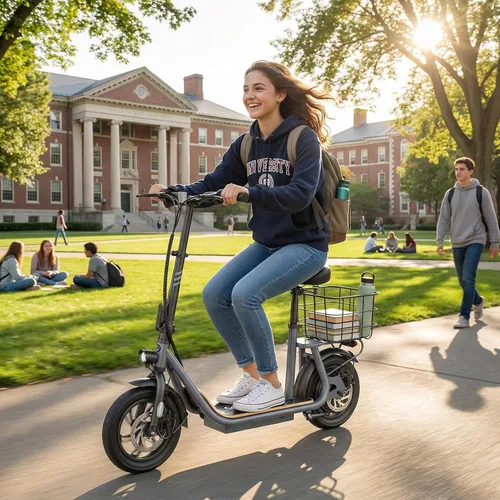 Vista 50 de Caroma Electric Scooter with Seat, Max 30 Miles Range&20MPH Speed, Peak 800/1200W Motor, Foldable Electric Scooter for Adults and Teens, Commuter E