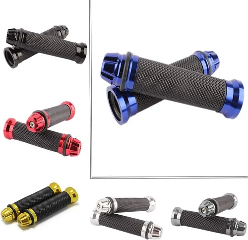 Vista 10 de Motorcycle 7/8" CNC Hand Grips Aluminum Rubber Gel Handlebar for Sport Bike(Red)