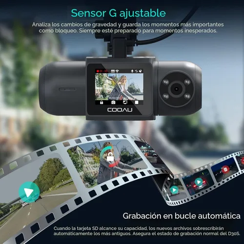 Vista 7 de Cámara de salpicadero Wi-Fi integrada de 1080P FHD con GPS, grabadora de cámara frontal e interior de automóvil con visión nocturna infrarroja