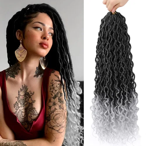 Vista 70 de Rastas de diosa de pelo de ganchillo de 18 pulgadas, 6 paquetes, pelo de ganchillo postizo previamente enrollado, pelo de ganchillo suave
