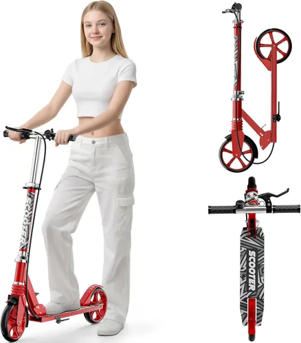 Vista 13 de Scooters for Kids 8-12, Teens & Adults - Load 240 LBS, 8-Inch Wheels, Kick Scooter with Shock Absorption System, Hand Brake & Bell, 4 Adjustable