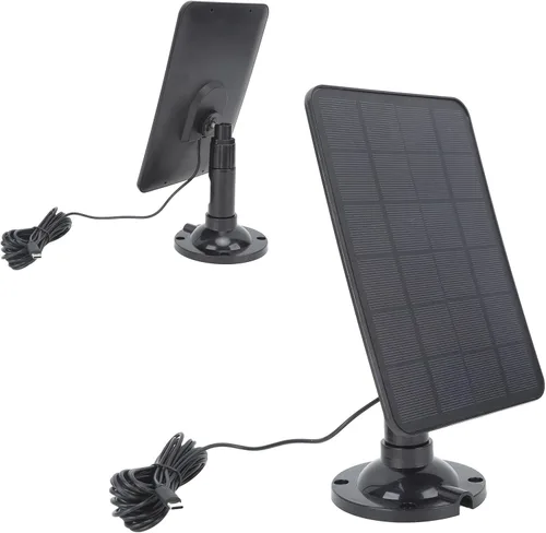 Vista 3 de Panel solar, alta temperatura10W 5V Tipo C Interfaz Solar Panel Cargador Negro para cámara de vigilancia