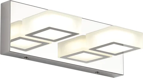 Vista 28 de Ralbay - Moderno accesorio de iluminación LED, para tocador de baño, con 4 luces, de acrílico, ideal para instalar sobre el espejo y en la pared