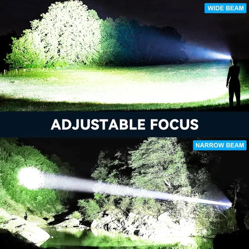 Vista 7 de Paquete de 2 linternas LED recargables de 990,000 lúmenes, ajustables con 5 modos, IPX7 impermeable, luz flash de mano para camping, senderismo
