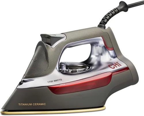 Vista 8 de CHI Steam Iron for Clothes with 300+ Holes for Powerful Steam ing,Temperature Guide Dial,1700 Watts,XL 10’ Cord,3-Way Auto Shutoff,Titanium Infused