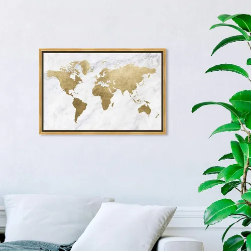 Vista 5 de The Oliver Gal Artist Co. Mapamundi - Lienzo enmarcado para pared, diseño de mapamundi