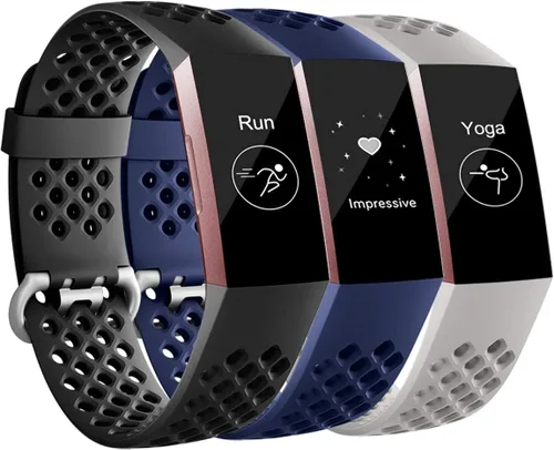 Vista 7 de Maledan Bandas compatibles con Fitbit Charge 3/Charge 4, mujeres y hombres, correa deportiva transpirable de repuesto con agujeros de aire
