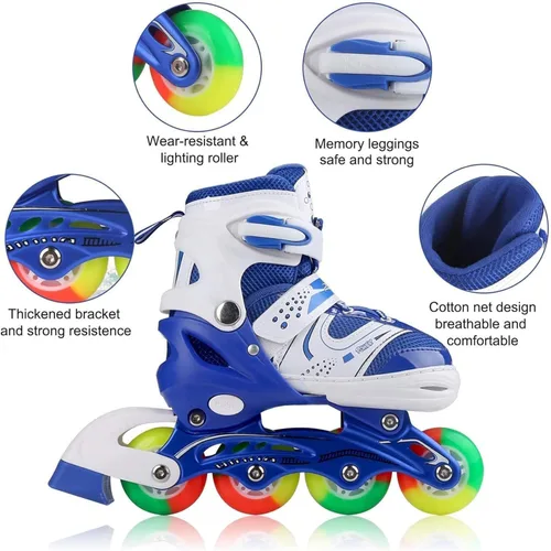 Vista 7 de Adjustable Inline Skates for Kids Ages 4–12, Light Up Wheels, Beginner Roller Skates for Boys & Girls, Outdoor & Indoor Skating Gift