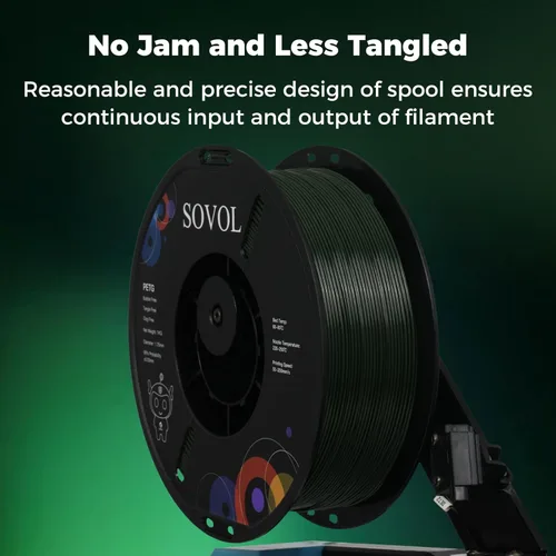 Vista 5 de Sovol Filamento PETG para impresora 3D de 0.069 in, 2.2 libras, alta precisión, fuerte dureza, tensión de cableado, precisión dimensional +/- 0.001