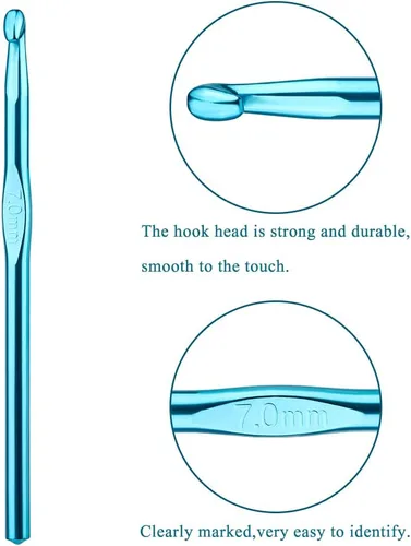 Vista 10 de Gancho de Ganchillo Ergonómico de 8mm, Agujas de Ganchillo para Tejer, Agujas de Tejer Lisas para DIY Hecho a Mano, Gran Regalo para Mujeres