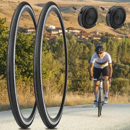 Vista 7 de Paquete de 2 neumáticos de bicicleta de 700 x 23C/25C/28C/35C/38C Plus tubos interiores de bicicleta, válvula Presta de 48mm o válvula Schrader
