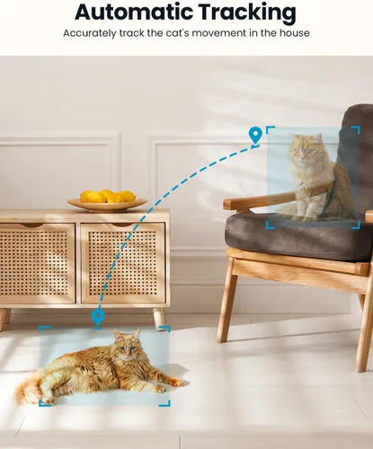 Vista 5 de ieGeek - Cámaras de seguridad para el hogar de 2K, cámara para mascotas de 360° con seguimiento automático, detección de movimiento y sonido, visión