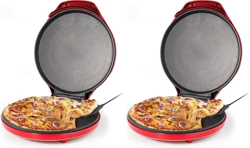 Betty Crocker Máquina para hacer pizza de encimera, máquina para hacer pizza de 1440 vatios para el hogar, BC-2958CR (paquete de 2)