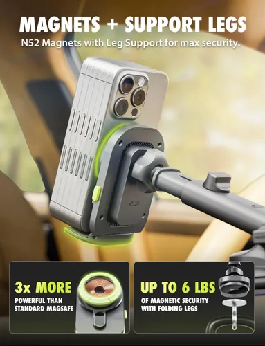 Vista 7 de Bracketron MagAlign Extend - Cargador Magsafe de 15 W, soporte magnético para teléfono de coche, cargador inalámbrico para iPhone 17 Pro Max 16 15