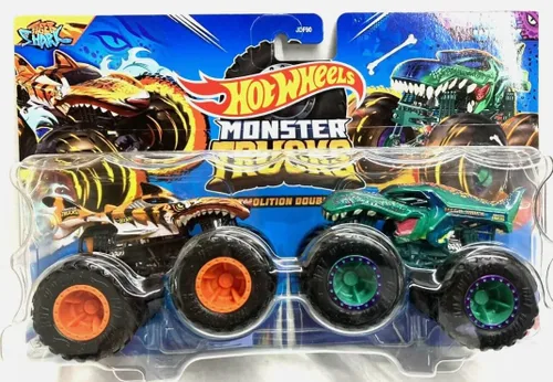 Hot Wheels Monster Trucks Demolition Dobles 1:64 Die-Cast 2-Pack Tiger Shark vs Mega Wrex