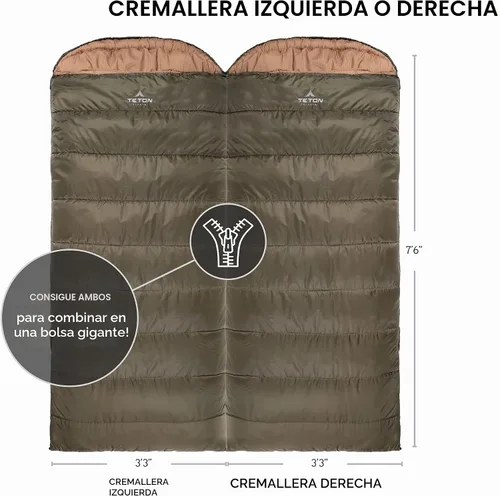 Vista 3 de Teton Celsius XXL Sleeping Bag, Cold Weather Sleeping Bags for Adults and Kids, Camping Made Easy and Warm. Compression Sack Included Negro
