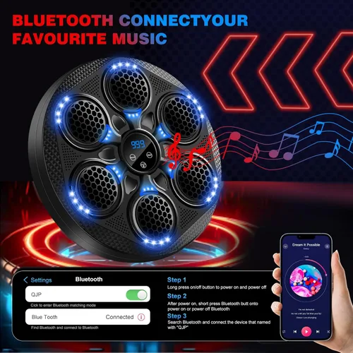 Vista 2 de Music Boxing Machine for Adults and Teens, Wall Mounted Bluetooth Smart Boxing Training Equipment with Gloves, Punching Target with Scoring Function