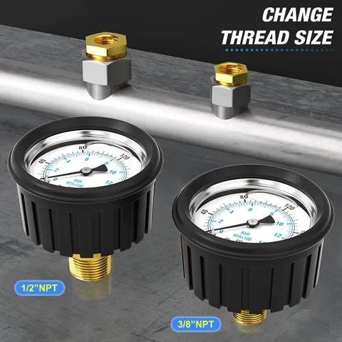 Vista 256 de MEANLIN MEASURE - Vacuómetro de presión de vacío de acero inoxidable, esfera con cara de 2.5 pulgadas, NPT de 1/8 de pulgada, montaje trasero
