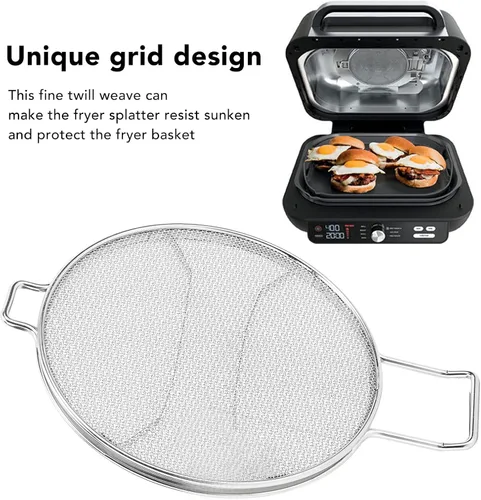 Vista 6 de Pssopp Salpicaduras de freidora de aire, protector de salpicaduras de acero inoxidable desmontable, pantalla de salpicaduras de malla fina