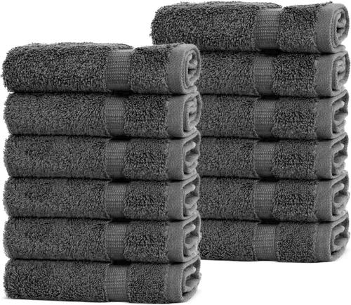 Vista 77 de Chakir Turkish Linens - Toallas turcas de 100% algodón, suaves y absorbentes (12 paños, color gris)
