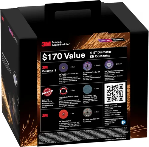 Vista 7 de 3M Grind Less Weld More Kit promocional 67115, discos de 4-1/2 pulgadas, kit de soldadura de 16 piezas para cortar, moler, mezclar, acabar, eliminar