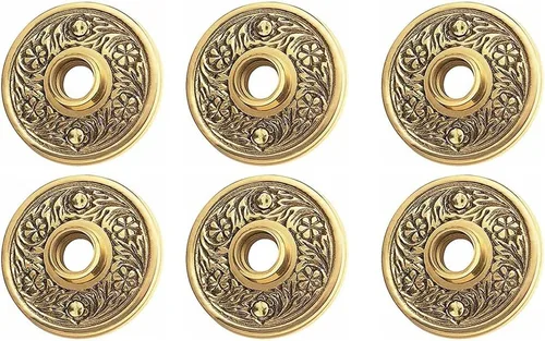 Vista 11 de Renovators Supply Manufacturing Par de rosetas de pomo de puerta de 2.38 pulgadas de latón antiguo decorativo para puerta
