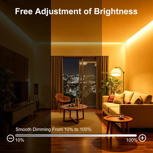 Vista 5 de Tira de luces LED COB, 16.4 pies, intensidad regulable, color blanco (2700K-6500K), luces LED para dormitorio con control remoto RF, 24V, 2800 LED