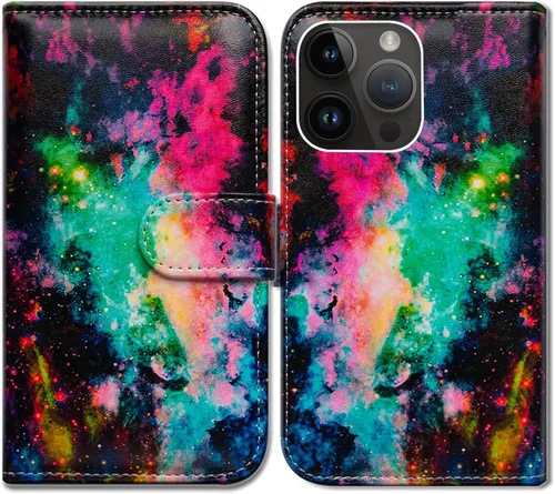 Vista 15 de Bcov Funda para iPhone 15 Pro, de piel con tapa y soporte para tarjeta y soporte para iPhone 15 Pro