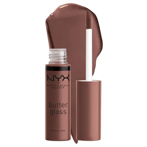 Vista 30 de NYX MAQUILLAJE PROFESIONAL Brillo de mantequilla azúcar moreno brillo de labios no pegajoso - Cinnamon Roll (Gris Marrón)