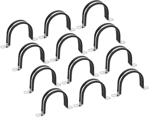 Vista 24 de Uxcell Abrazadera de manguera de acero inoxidable acolchada de goma de 2.913 in (2-7/8 pulgadas), abrazadera de metal en forma de U para tubo