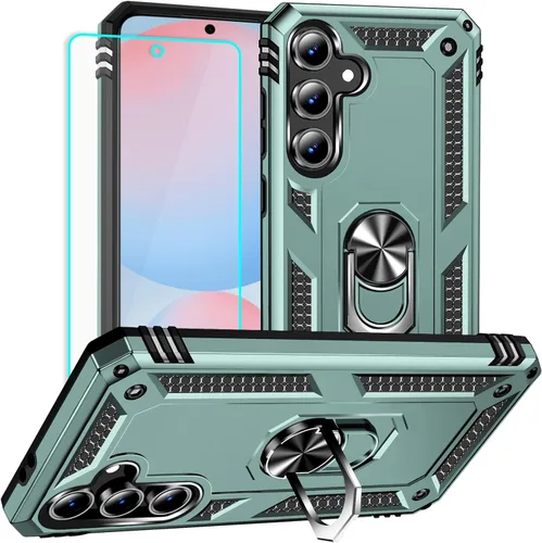 Vista 9 de Funda para Samsung Galaxy S24 FE: con protector de pantalla, fundas protectoras de grado militar con soporte de anillo de dedo para Samsung S24 FE