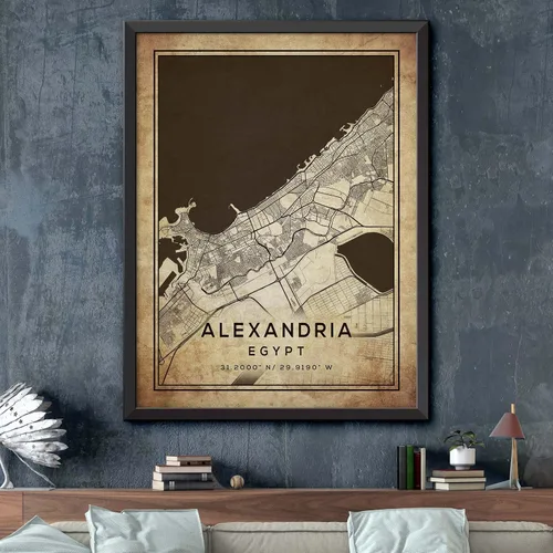 Vista 2 de Map of Alexandria, Egypt, Vintage Western (36x48)