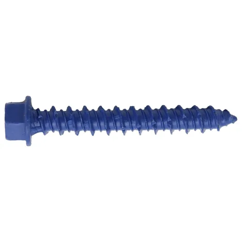 Vista 7 de Tornillos de anclaje de hormigón azul de 1/4 pulgadas x 1-3/4 pulgadas, acero al carbono endurecido, para interior y exterior, tornillos resistentes