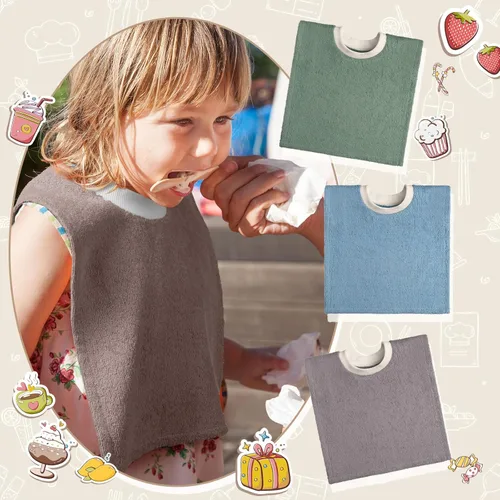 Vista 7 de Foaincore 3 piezas de cobertura completa para niños pequeños, baberos de bebé, baberos absorbentes de algodón toalla de rizo para niños pequeños