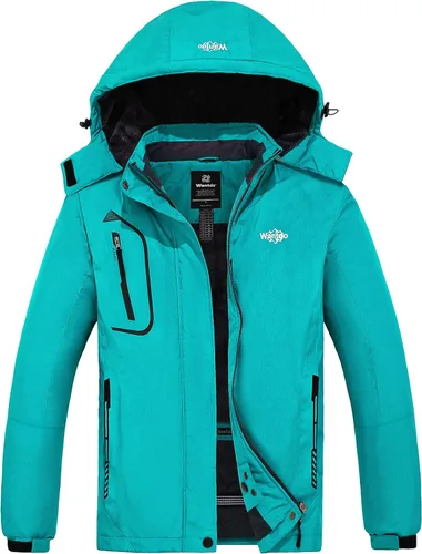 Vista 18 de wantdo Chaqueta de esquí impermeable de montaña para mujer, chaqueta de lluvia resistente al viento, abrigo cálido con capucha para invierno