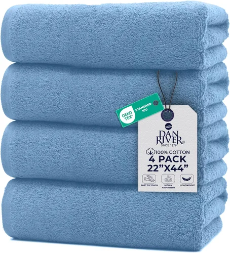 Vista 26 de DAN RIVER Juego de 2 tapetes de baño de algodón gris de 21 x 34 pulgadas, no es una alfombra de baño, toalla de baño 100% algodón hilado en anillo