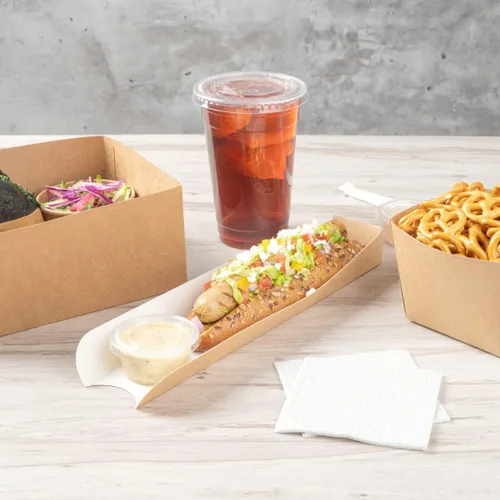 Vista 10 de Restaurantware -Bio Tek - Paquete de 200 bandejas para perros calientes de 11.8 x 2 x 1.3 pulgadas, de diseño abierto, 3 paredes, a prueba de grasa