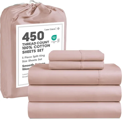 Vista 54 de LANE LINEN - Sábanas tamaño Queen, 450 hilos, 100% algodón, de satén, sábanas refrescantes, suaves y transpirables, con bolsillo profundo, 4 piezas