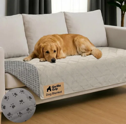 Vista 39 de GORILLA GRIP® Manta impermeable para perro, funda de sofá a prueba de fugas para perros, parte trasera de agarre de silicona, protege el sofá