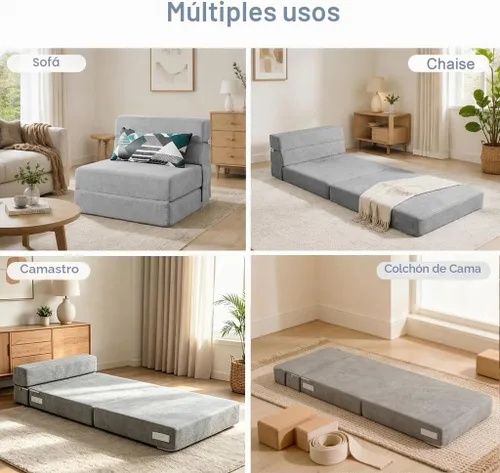 Vista 4 de ANONER Sofá cama plegable de espuma viscoelástica con almohada Verde oscuro