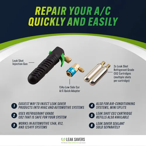 Vista 3 de Leak Saver - Inyector de sellador de fugas automotriz y herramienta limpiadora de línea de drenaje de aire acondicionado Pistola de drenaje de CO2