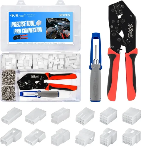 JRready ST6480 Kit de clavijas de conector eléctrico de 2, 3, 4, 6, 9 y 12 pines con herramienta extractora de terminales de crimpado. 160 juegos.