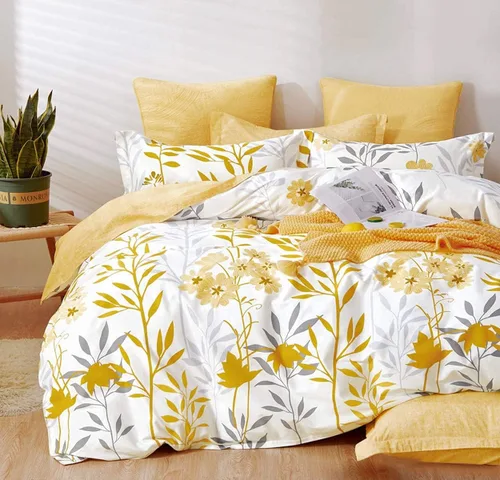 Vista 35 de SLEEPBELLA - Juego de edredón tamaño Queen, 600 hilos de algodón gris con patrón de lunares de color turquesa amarillo, juego de edredón reversible