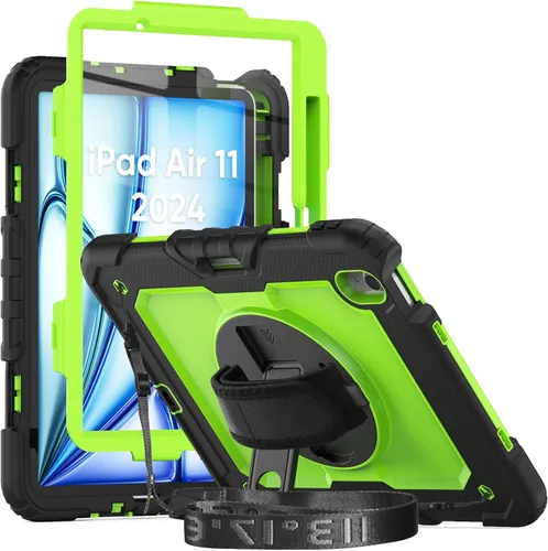 Vista 10 de Herize Funda compatible con iPad Air de 11 pulgadas 2025/2024 con protector de pantalla y soporte para bolígrafo, funda para iPad Air de 7ª/6ª