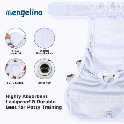 Vista 4 de Pañales reutilizables para perras hembras, paquete de 3, pañales para perras para período, celo e incontinencia, entrenamiento de cachorros