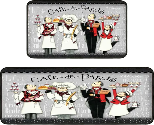 Vista 9 de Apple - Juego de 2 alfombras de cocina para el piso, antideslizantes, lavables, absorbentes, de microfibra, tapete de cocina de manzana para delante