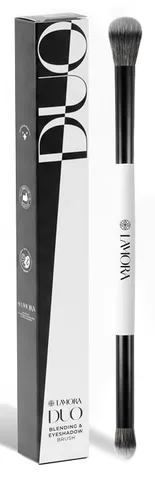 Vista 10 de Lamora - Cepillo para base de maquillaje kabuki con parte superior plana para cara, para cosméticos líquidos, cremosos y en polvo - Mezcla